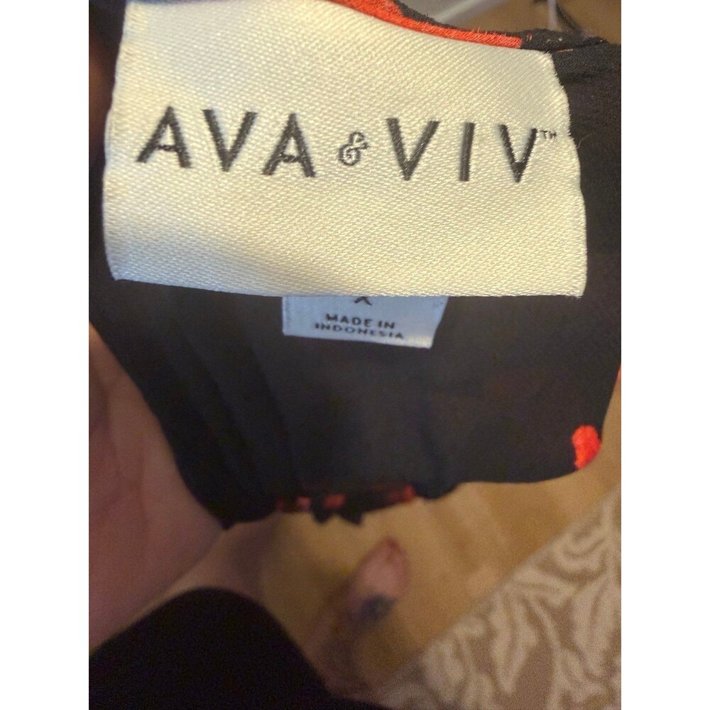 AVA & VIV Black Red Floral Maxi Dress Size X - Picture 5 of 8
